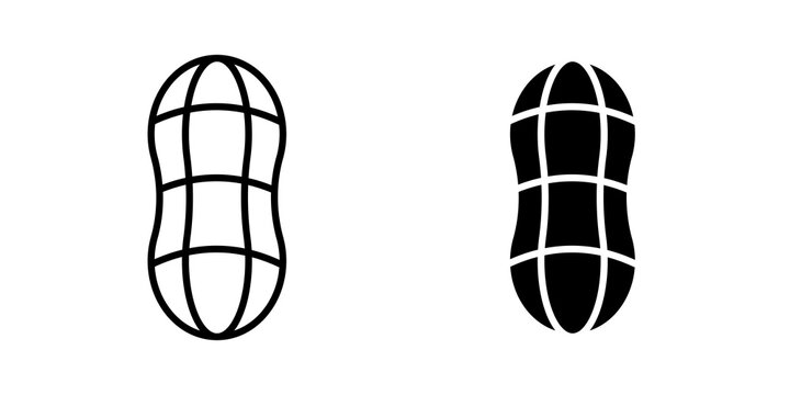 Peanut icon flat outline in black