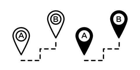 Path A to B icon flat outline in black © iconic
