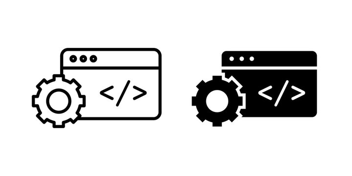 Backend icon flat outline in black