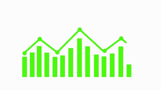 Simple bar and line chart showing business graph data trend and growth animation