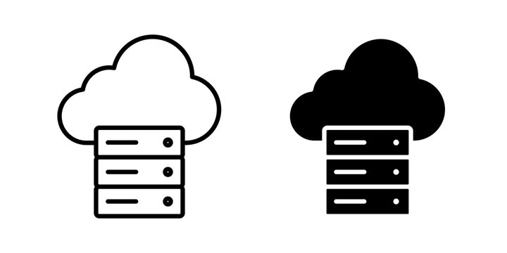 Cloud server icon flat outline in black