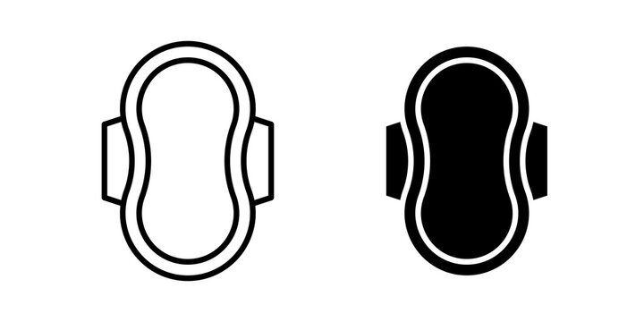Sanitary pad icon flat outline in black