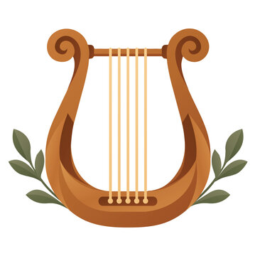 Classical Lyre with Decorative Leaves Illustration
