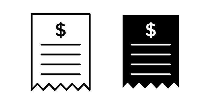 Bill payment icon flat outline in black