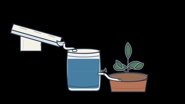 Rainwater Collection and Watering a Potted Plant