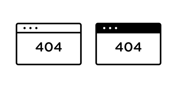 404 error icon flat outline in black