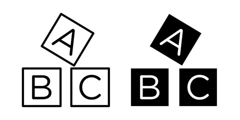 Abc icon flat outline in black © iconic