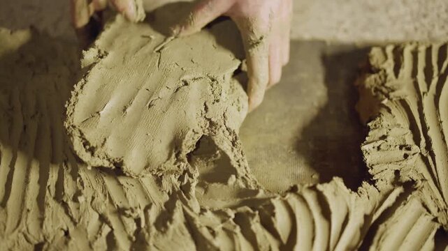 Textured Clay Plaster Background with Trowel Marks