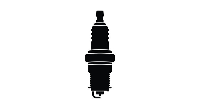 Spark plug illustration presented as a black silhouette