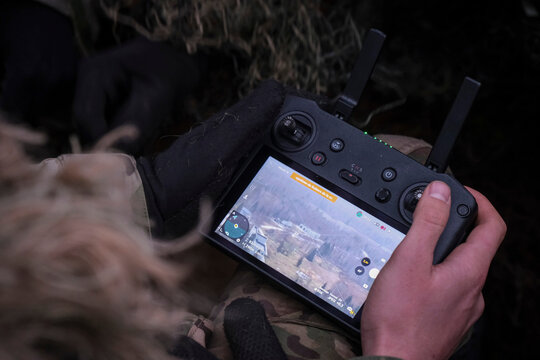 Drone picture showing on a controller screen during French army training in Tapa, Estonia