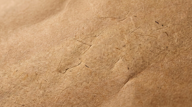 Natural brown kraft paper texture background, messy wrinkled cardboard surface, recycled pulp material