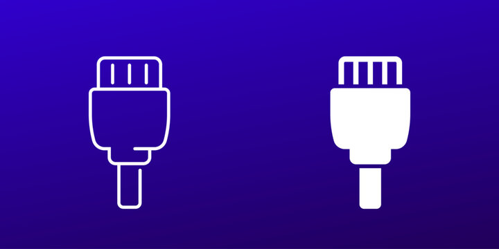 4 pin connector icon, linear and solid design