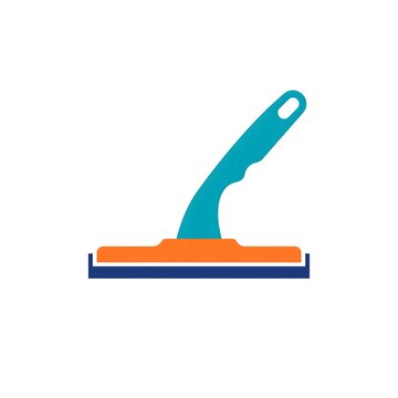 Teal and orange window squeegee glass cleaner vector illustration isolated on white background
