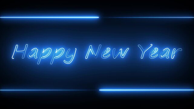 Happy new year neon light text celebration design