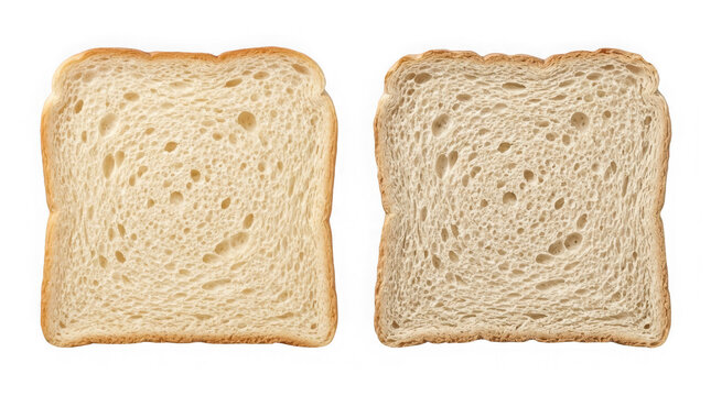 Fresh white bread slice and stale dry bread comparison on transparent background.