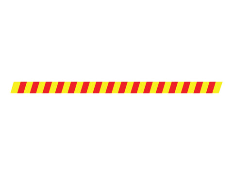 Yellow and red diagonal striped caution tape vector banner, hazard warning stripe line graphic, safety ribbon design element for construction background