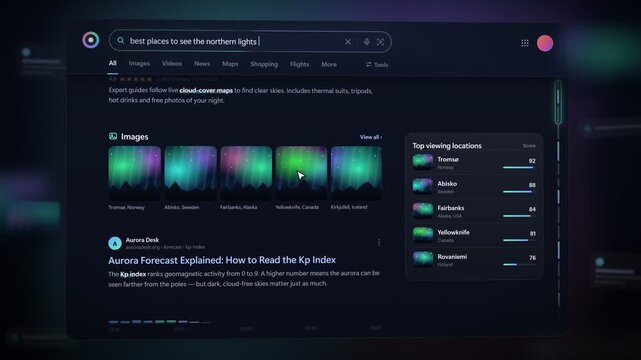 Scrolling Down Through Search Results Page Dark Mode Browser Interface Loop 4K