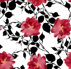 Painting flowers pattern. Seamless floral pattern design © akın demirci