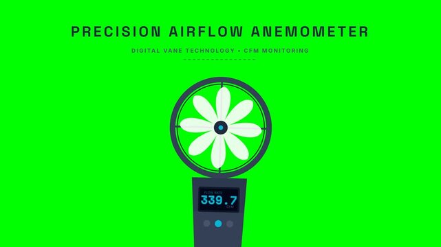 Precision Handheld Digital Vane Anemometer with Rotating Impeller and Cyan Lcd Display for Hvac Airflow Measurement