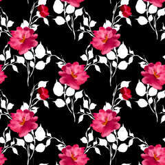 Painting flowers pattern. Seamless floral pattern design © akın demirci