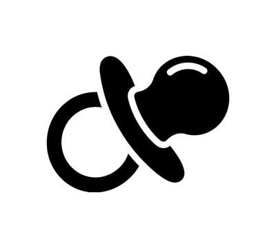 Baby pacifier black icon for infant childcare products and nursery accessories branding use.
