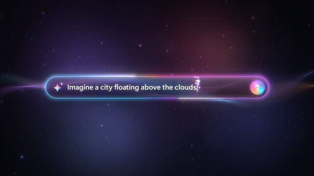 Ai Prompt Box Interface With Blinking Cursor And Magical Particle Sparkles Loop