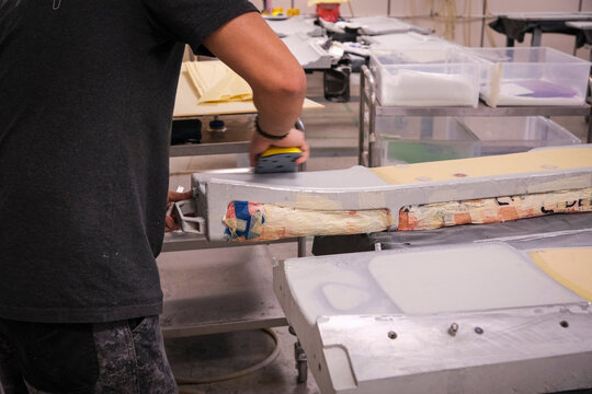 Drone shell taking shape in the mould at a military drone manufacturer in Toulouse, France