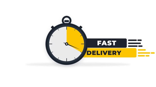 Fast Delivery Stopwatch Icon with Speed Lines.
