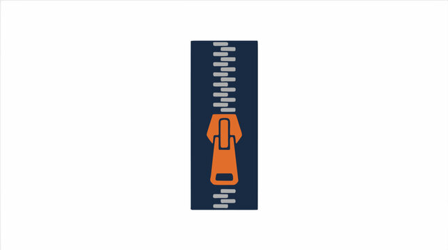 Metal zipper icon, vector illustration for closing clothing and bags in tailor or fashion studio, flat style isolated on white background for commercial web, app, print and marketing design