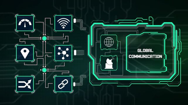 Conceptual global communication interface tracking international data transfer and network node