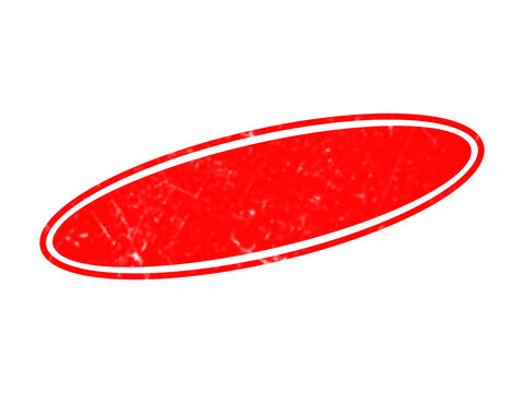 Empty red oval stamp with a black border, isolated on a black background, icon for custom labels and signage, blank badge for text isolated on a transparent background
