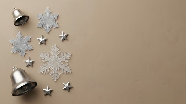 A charming and festive christmas collage background featuring delicate ornaments and soft muted color tones perfect for seasonal designs