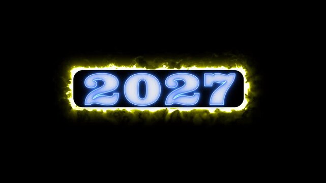 2027 typography text animation fire effect thinking of new year 27