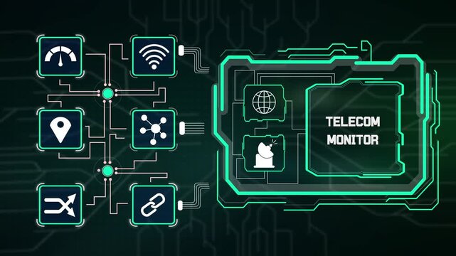 Real time telecom monitor interface inspecting network signal latency and bandwidth quality