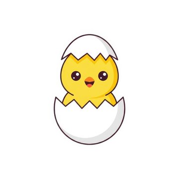 Cute chick hatching from egg