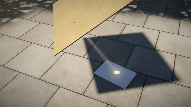 Pinhole Camera Demonstrating Solar Projection with Bright Sun Disk on White Paper Card