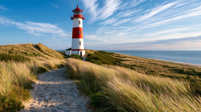 List ost lighthouse standing on sylt island dunes