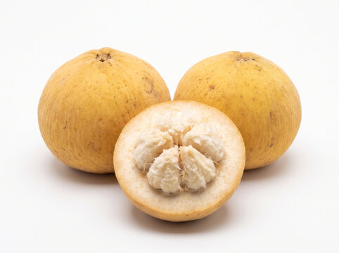 Fresh Santol Kecapi Tropical Fruit Whole and Cut
