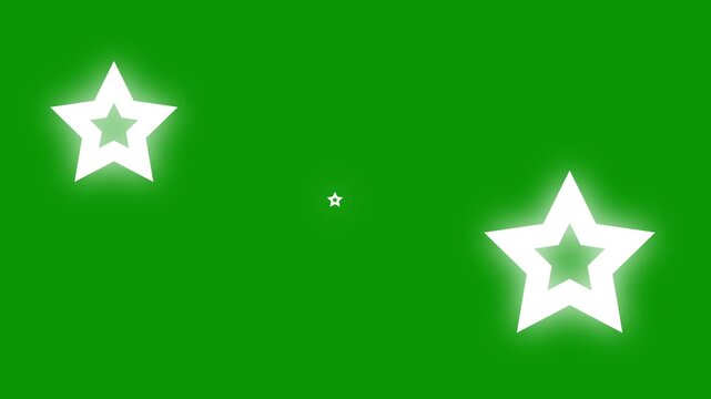Colorful cartoon vector fireworks explosion with shiny line sparks and glittering circle burst effects on a green screen background motion template 4K