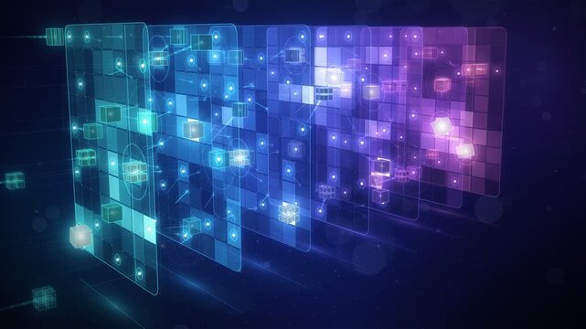 Deep learning neural network data processing on transparent floating grids loop