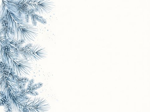 Watercolor Pine Branch Border with Cones for Christmas Day Greeting Cards and Festive Holiday Invitations conifer evergreen botanical winter frame isolated white background vertical illustration cone