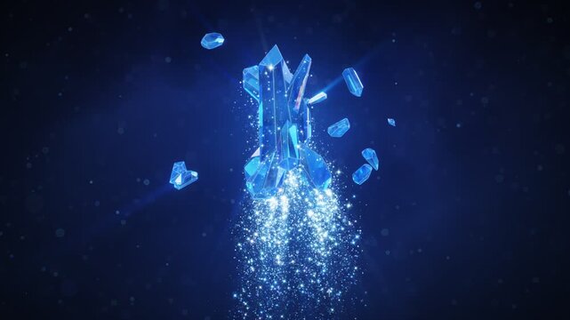 Magical Mana Crystal Floating and Glowing with Magic Particles Seamless Loop Animation