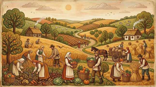Rural harvest scene