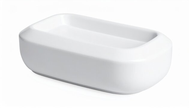 White ceramic soap dish with a modern rectangular shape