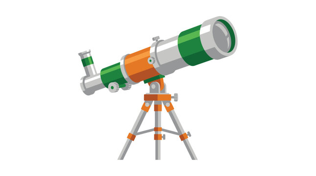 Colorful Astronomical Telescope on Tripod for Stargazing and Scientific Discovery, Isolated on White Background