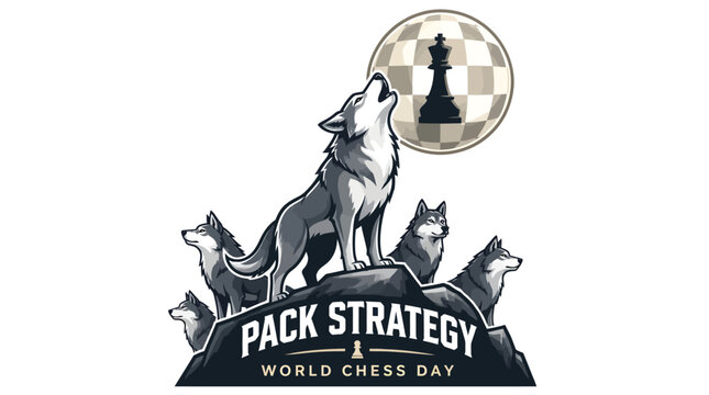Wolf Pack Strategic Thinking Symbolizing Chess Game Tactics and Competition for Business Success
