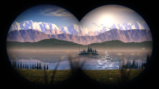 scenic landscape viewed through binoculars optical zoom loop