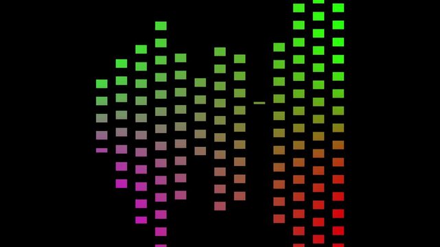 Digital Audio Equalizer Spectrum Display with Colorful Light Bars on Black Background video...