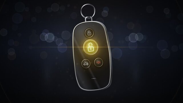 Smart Car Key Fob With Blinking LED Light And Lock Buttons Animation