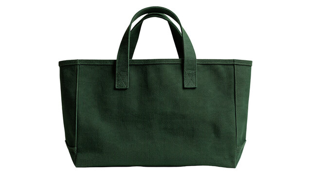 Dark green canvas tote bag with sturdy handles and rectangular structured shape